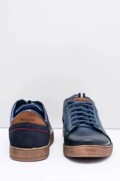 Best Granatowe Skórzane Męskie Sportowe Półbuty Nikopol Design Męskie Półbuty Casual