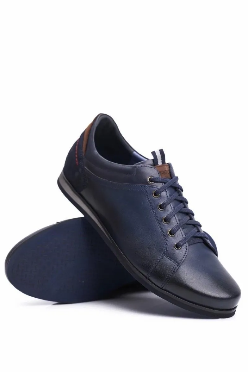 Boto Granatowe Skórzane Męskie Sportowe Półbuty Nikopol Achilles