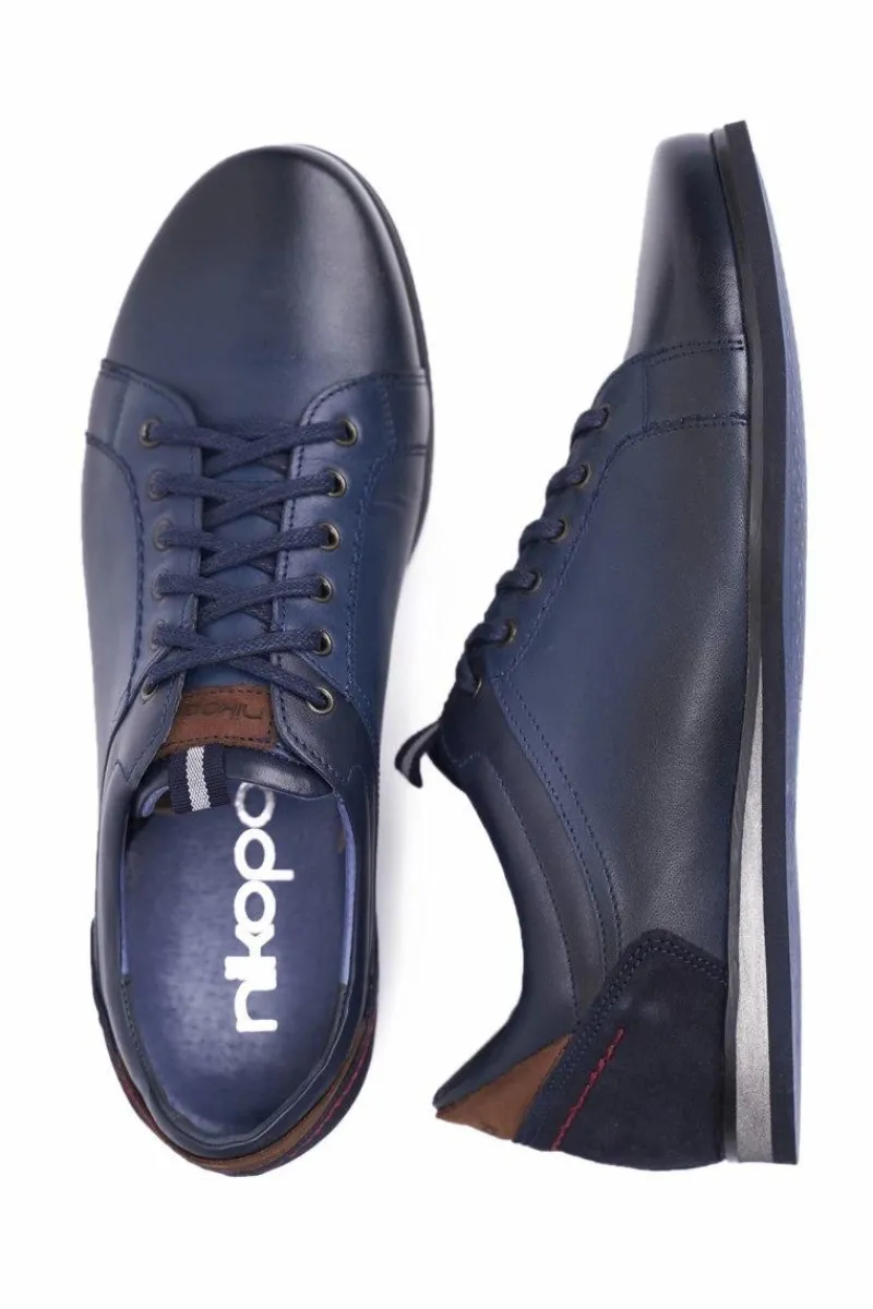 Boto Granatowe Skórzane Męskie Sportowe Półbuty Nikopol Achilles