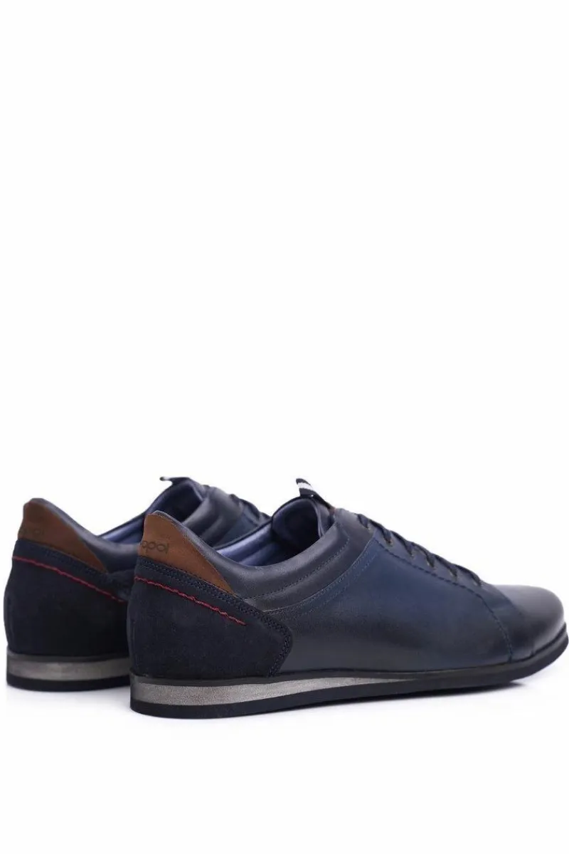 Boto Granatowe Skórzane Męskie Sportowe Półbuty Nikopol Achilles