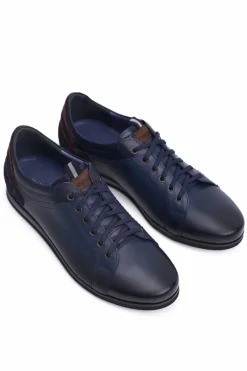 Boto Granatowe Skórzane Męskie Sportowe Półbuty Nikopol Achilles