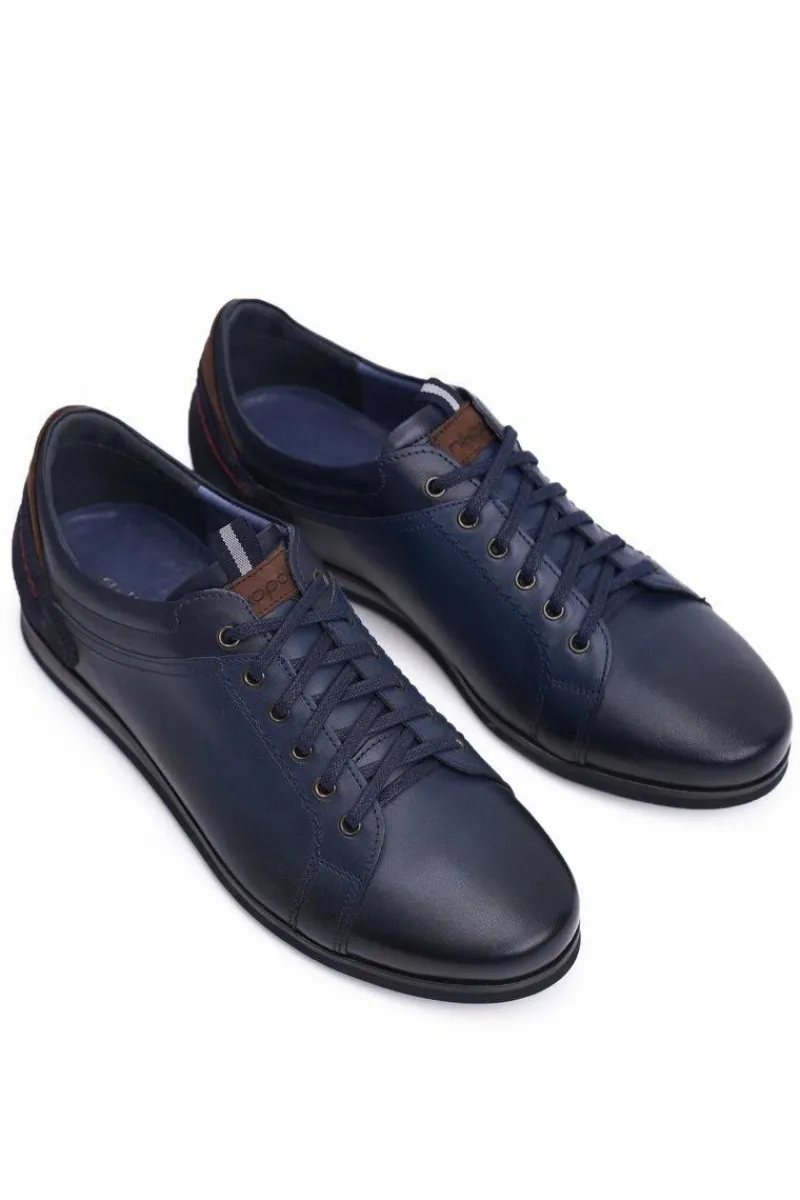 Boto Granatowe Skórzane Męskie Sportowe Półbuty Nikopol Achilles