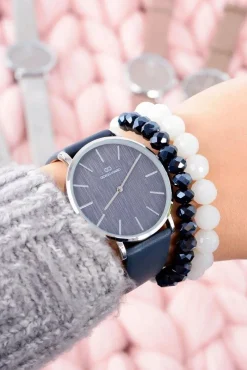 Zegarki>Giorgio&Dario Granatowy Stylowy Skórzany Damski Zegarek