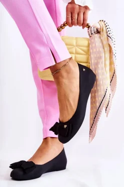 Gumowe Damskie Baleriny Kokardka Czarne Fergie Damskie Baleriny Klasyczne