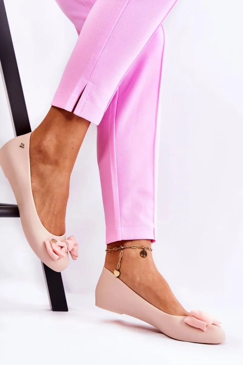 Best Boto Gumowe Damskie Baleriny Kokardka Nude Fergie