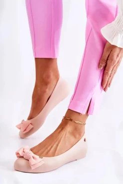 Best Boto Gumowe Damskie Baleriny Kokardka Nude Fergie