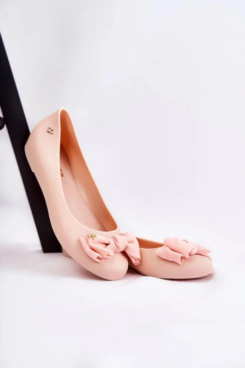 Best Boto Gumowe Damskie Baleriny Kokardka Nude Fergie