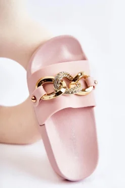 Gumowe Dziecięce Klapki Z Ozdobnym Łańcuchem Różowe Suzie Dzieci Dziewczęce