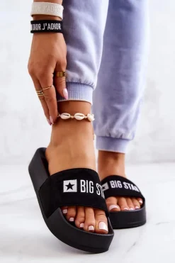 New Big Star Shoes Gumowe Klapki Big Star JJ274A263 Czarne