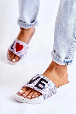 Klapki Sportowe|Klapki Damskie Big Star>Big Star Shoes Gumowe Klapki Big Star Love DD274A256 Białe