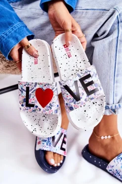 Klapki Sportowe|Klapki Damskie Big Star></noscript>Big Star Shoes Gumowe Klapki Big Star Love DD274A256 Białe