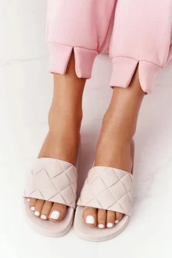 Sale Gumowe Klapki Damskie Beżowe Let's Swim Damskie Klapki Damskie Klasyczne