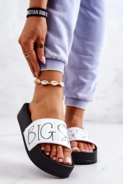 Discount Big Star Shoes Gumowe Klapki Damskie Big Star JJ274A275 Czarno-Białe