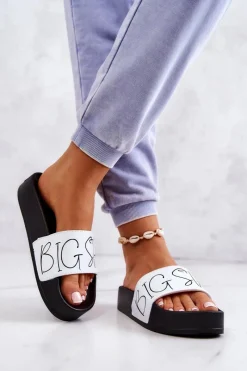 Discount Big Star Shoes Gumowe Klapki Damskie Big Star JJ274A275 Czarno-Białe