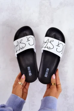 Discount Big Star Shoes Gumowe Klapki Damskie Big Star JJ274A275 Czarno-Białe