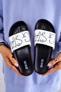 Discount Big Star Shoes Gumowe Klapki Damskie Big Star JJ274A275 Czarno-Białe