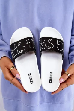 Klapki Damskie Big Star|Klapki Damskie Klasyczne>Big Star Shoes Gumowe Klapki Damskie Big Star JJ274A276 Biało-Czarne