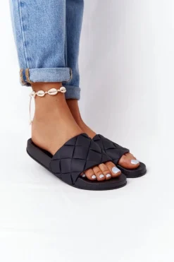 New Boto Gumowe Klapki Damskie Czarne Let's Swim