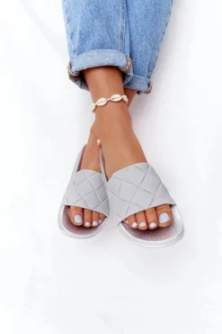 Online Boto Gumowe Klapki Damskie Szaro-Srebrne Let's Swim