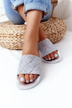 Online Boto Gumowe Klapki Damskie Szaro-Srebrne Let's Swim