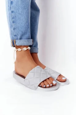 Online Boto Gumowe Klapki Damskie Szaro-Srebrne Let's Swim