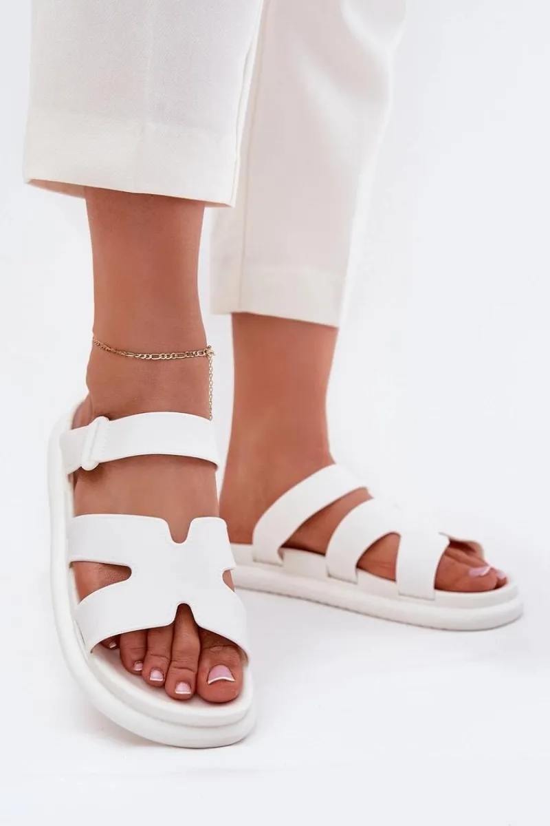 Hot Boto Gumowe Klapki Damskie Z Paskiem Białe Tavirae Biały