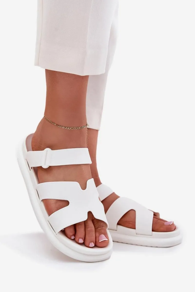 Hot Boto Gumowe Klapki Damskie Z Paskiem Białe Tavirae Biały