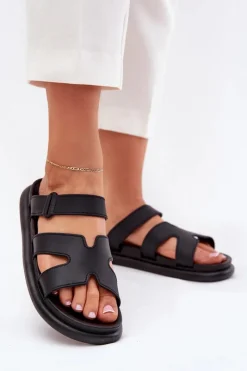 New Gumowe Klapki Damskie Z Paskiem Czarne Tavirae Damskie Klapki Na Platformie|Klapki Damskie Klasyczne