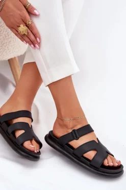 New Gumowe Klapki Damskie Z Paskiem Czarne Tavirae Damskie Klapki Na Platformie|Klapki Damskie Klasyczne