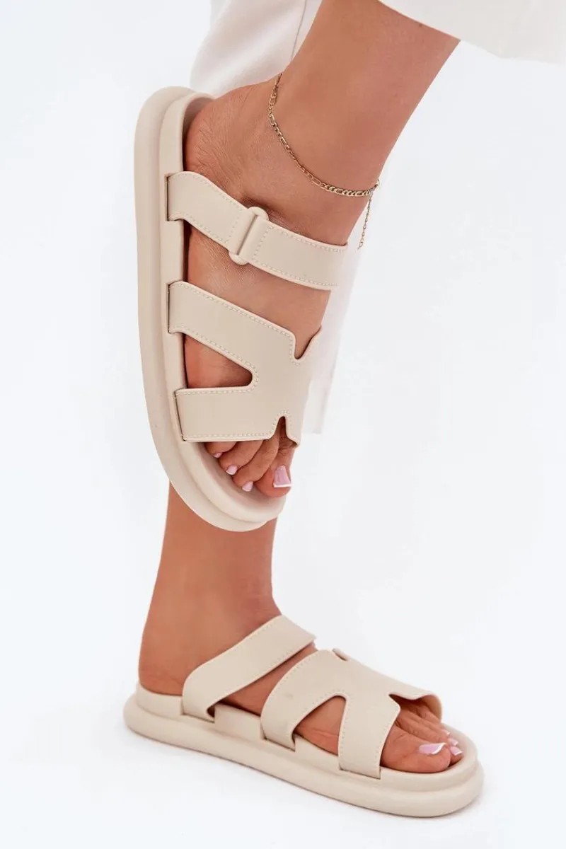 Klapki Na Platformie|Klapki Damskie Klasyczne>Boto Gumowe Klapki Damskie Z Paskiem Beżowe Tavirae Beżowy