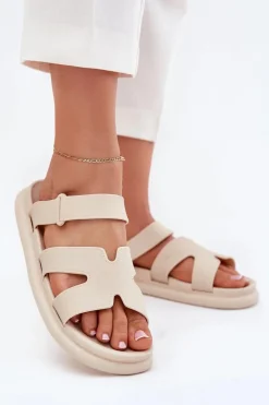 Klapki Na Platformie|Klapki Damskie Klasyczne>Boto Gumowe Klapki Damskie Z Paskiem Beżowe Tavirae Beżowy