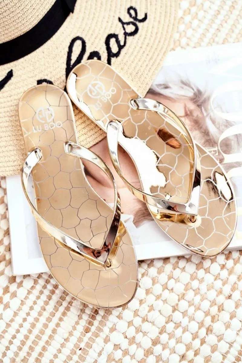 New Boto Gumowe Klapki Japonki Lu Boo Złote