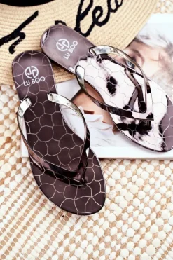 Klapki Damskie Japonki>Boto Gumowe Klapki Japonki Lu Boo Miedziane