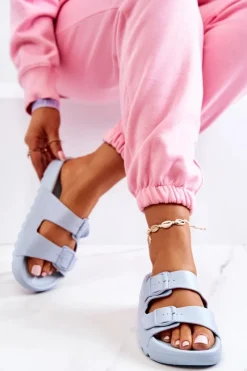 Klapki Na Platformie|Klapki Damskie Klasyczne>Boto Gumowe Klapki Na Platformie Niebieskie Westie