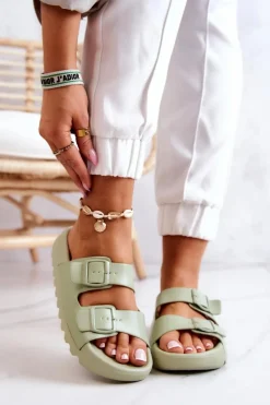 Klapki Na Platformie|Klapki Damskie Klasyczne>Boto Gumowe Klapki Na Platformie Zielone Westie