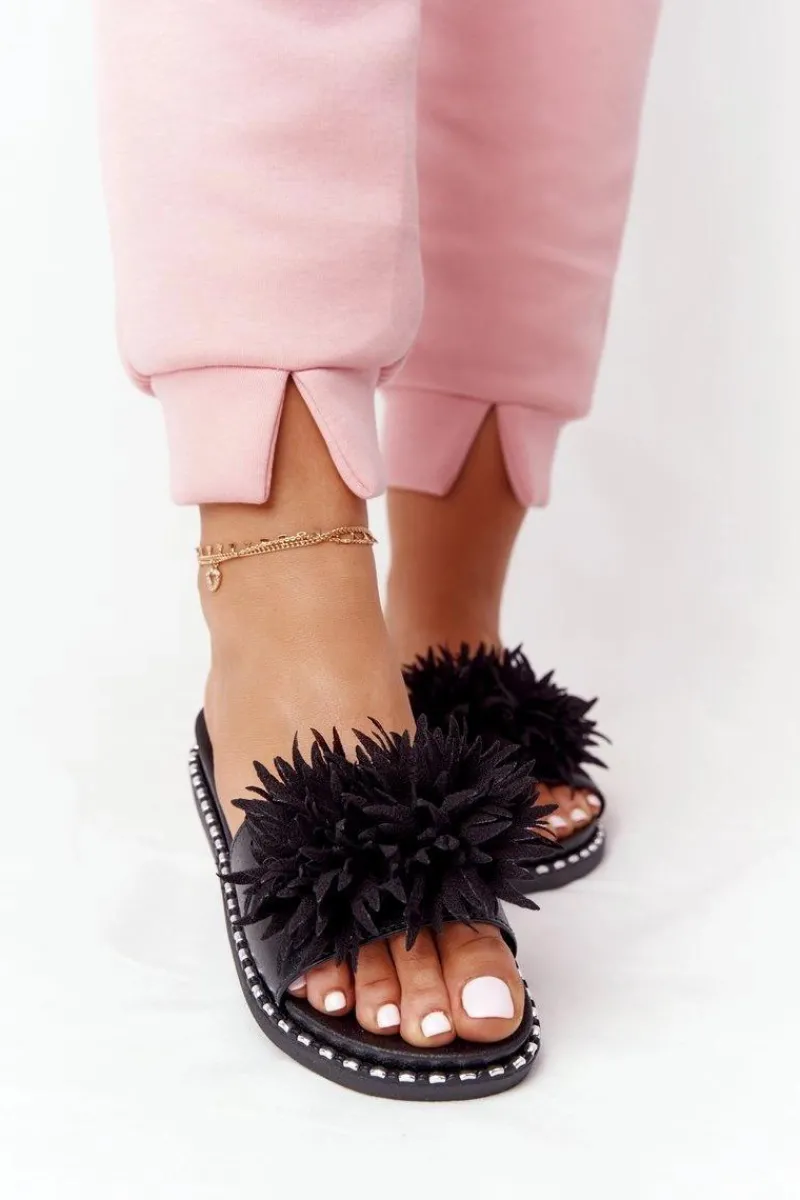 Hot Gumowe Klapki Z Dżetami Vinceza 20-30101 Czarne Damskie Klapki Damskie Klasyczne