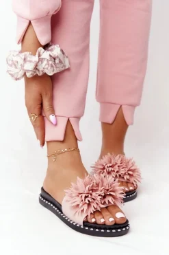 Klapki Damskie Klasyczne>Buty damskie Vinceza Gumowe Klapki Z Dżetami Vinceza 20-30101 Różowe