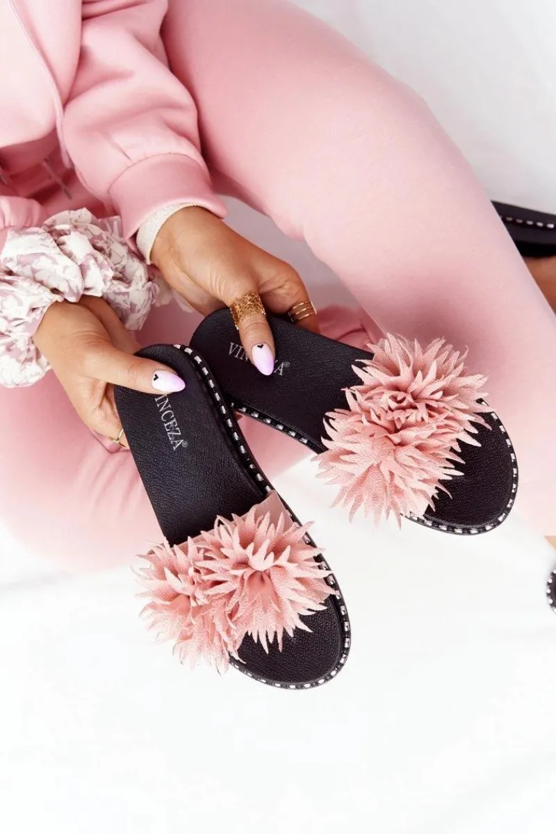 Klapki Damskie Klasyczne>Buty damskie Vinceza Gumowe Klapki Z Dżetami Vinceza 20-30101 Różowe