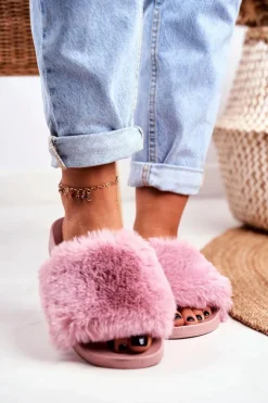 Online Gumowe Klapki Z Futerkiem Różowe Sensitive Damskie Klapki Z Futerkiem|Klapki Damskie Klasyczne