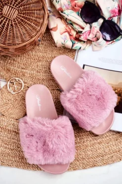 Online Gumowe Klapki Z Futerkiem Różowe Sensitive Damskie Klapki Z Futerkiem|Klapki Damskie Klasyczne