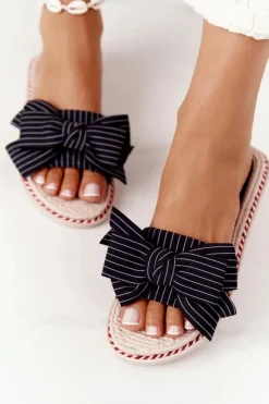 Outlet Boto Gumowe Klapki Z Kokardą Czarne Gabriell