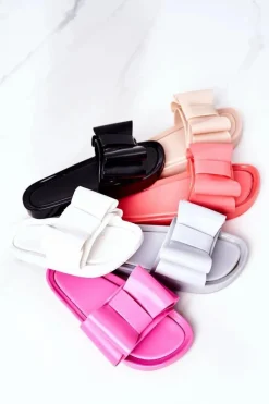 Klapki Damskie Klasyczne>Boto Gumowe Klapki Z Kokardą Czarne April