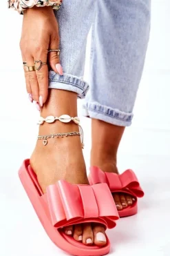 Hot Boto Gumowe Klapki Z Kokardą Koralowe April