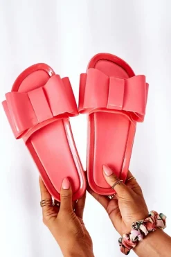 Hot Boto Gumowe Klapki Z Kokardą Koralowe April