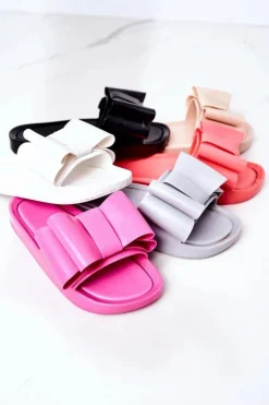 Hot Boto Gumowe Klapki Z Kokardą Koralowe April