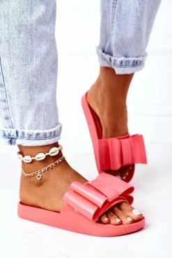 Hot Boto Gumowe Klapki Z Kokardą Koralowe April