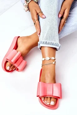 Hot Boto Gumowe Klapki Z Kokardą Koralowe April