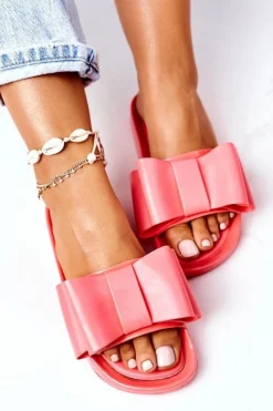 Hot Boto Gumowe Klapki Z Kokardą Koralowe April