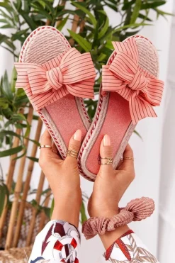 Clearance Gumowe Klapki Z Kokardą Różowe Gabriell Damskie Klapki Damskie Klasyczne