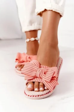 Clearance Gumowe Klapki Z Kokardą Różowe Gabriell Damskie Klapki Damskie Klasyczne